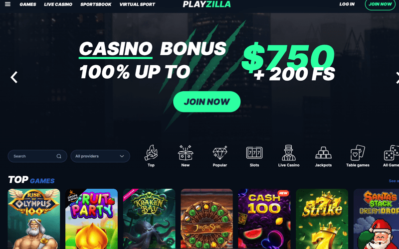 Playzilla Casino Lobby