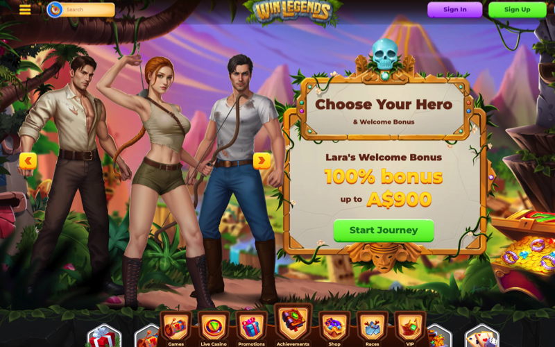 Welcome bonuses available at WinLegends online casino Australia